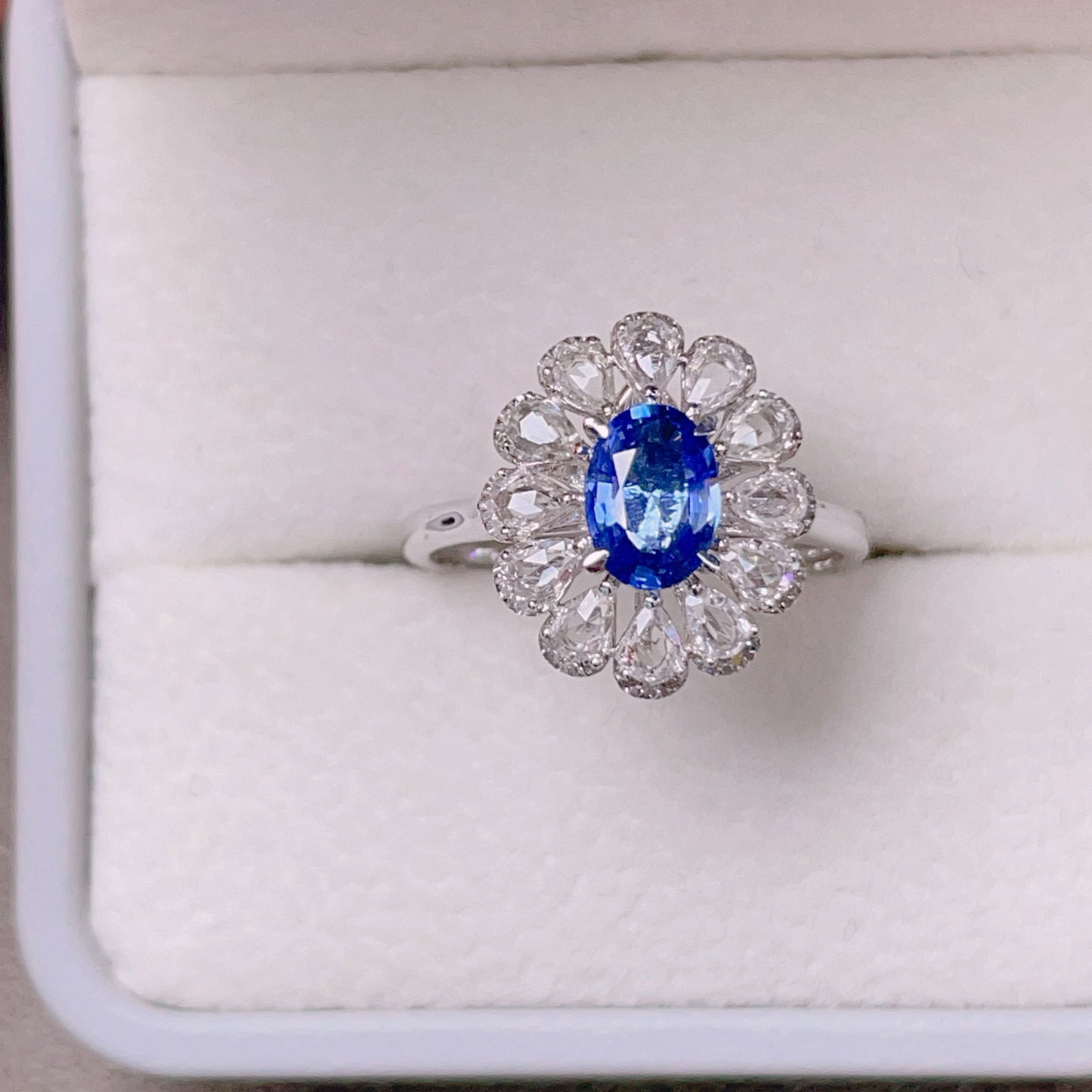 14K GOLD 1.1 CT NATURAL SAPPHIRE & DIAMOND & SAPPHIRE RING/PENDANT( WITHOUT CHAIN ): Ref:231084363 // Gold Content:14K Gold // Ring Size:7.25US // // Main Gemstone:Sapphire // Shape:Oval // Carat Weight:1.1ct // Color:Blue // Treatment:Natural // // Adjacent Gemstone 2 : Diamond