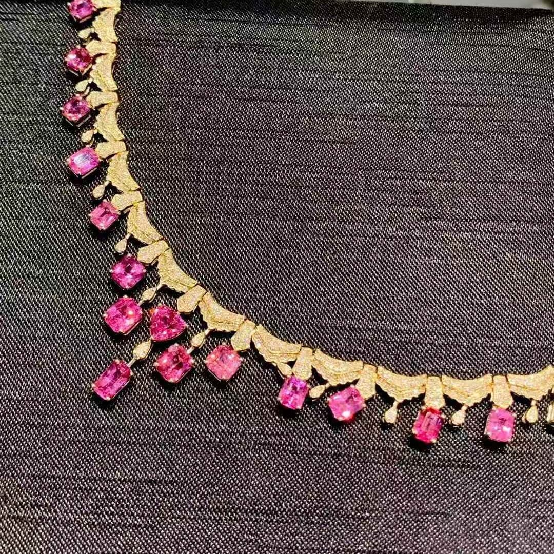 14k Gold 8.8 Ct Natural Spinel & Diamond Necklace - 3