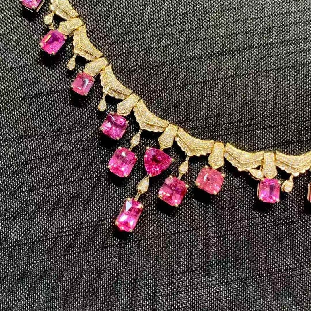 14k Gold 8.8 Ct Natural Spinel & Diamond Necklace - 5