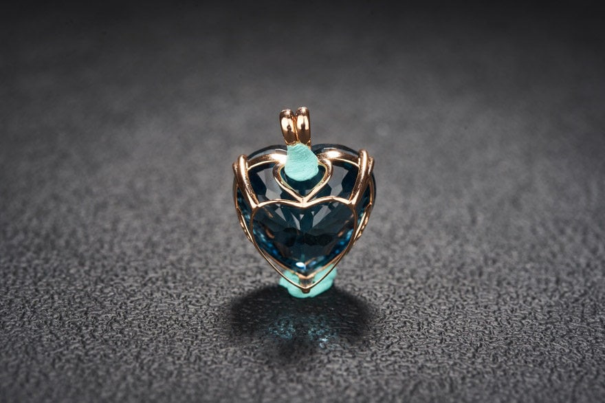 14k Gold 21.82 Ct Natural Topaz & Diamond Pendant( Without Chain ) - 5