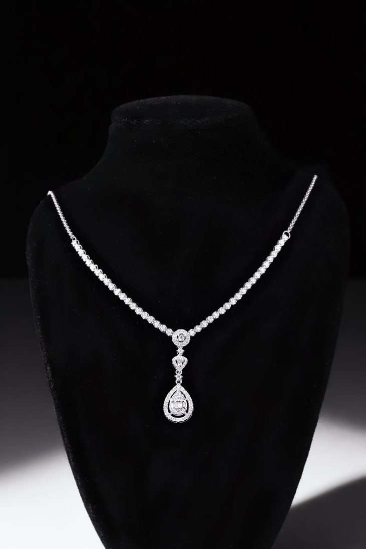 14k Gold 1.08 Ct Natural H Diamond Necklace (1 of 7)