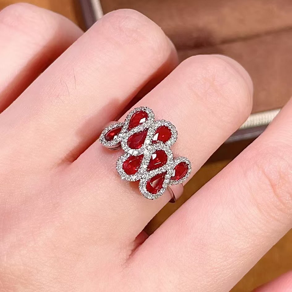 14k Gold 1.8 Ct Vivid Red Natural Ruby & Diamond Ring - 5