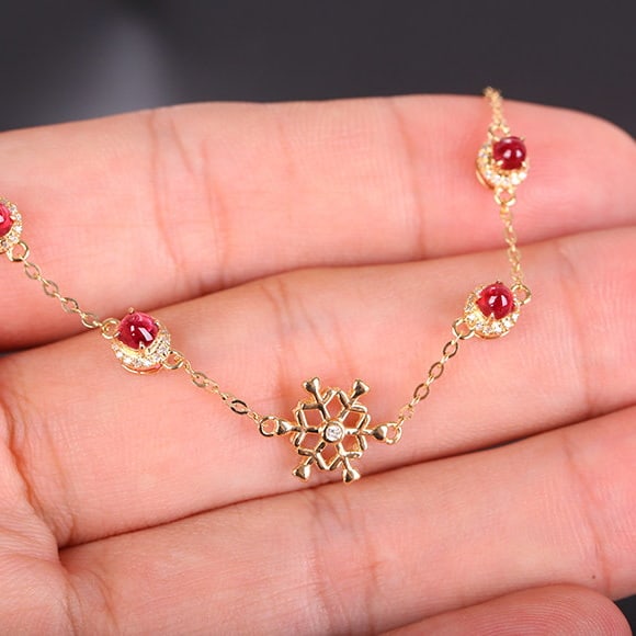 14k Gold 1.2 Ctw Natural Spinel & Diamond Bracelet - 7