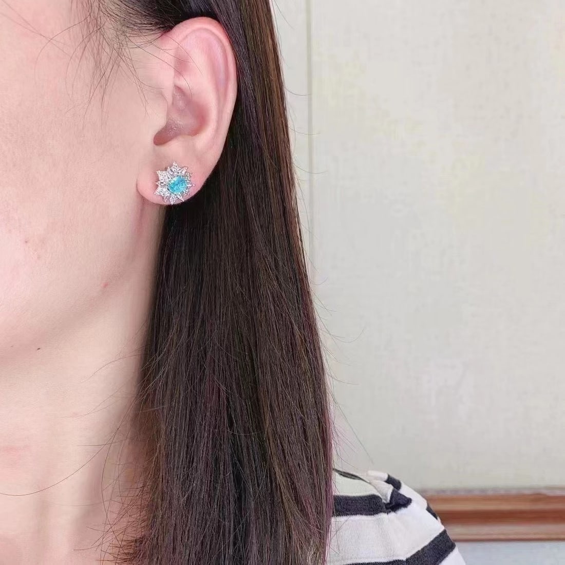 14k Gold 2.0 Ctw Natural Paraiba Tourmaline & Diamond Earrings - 6