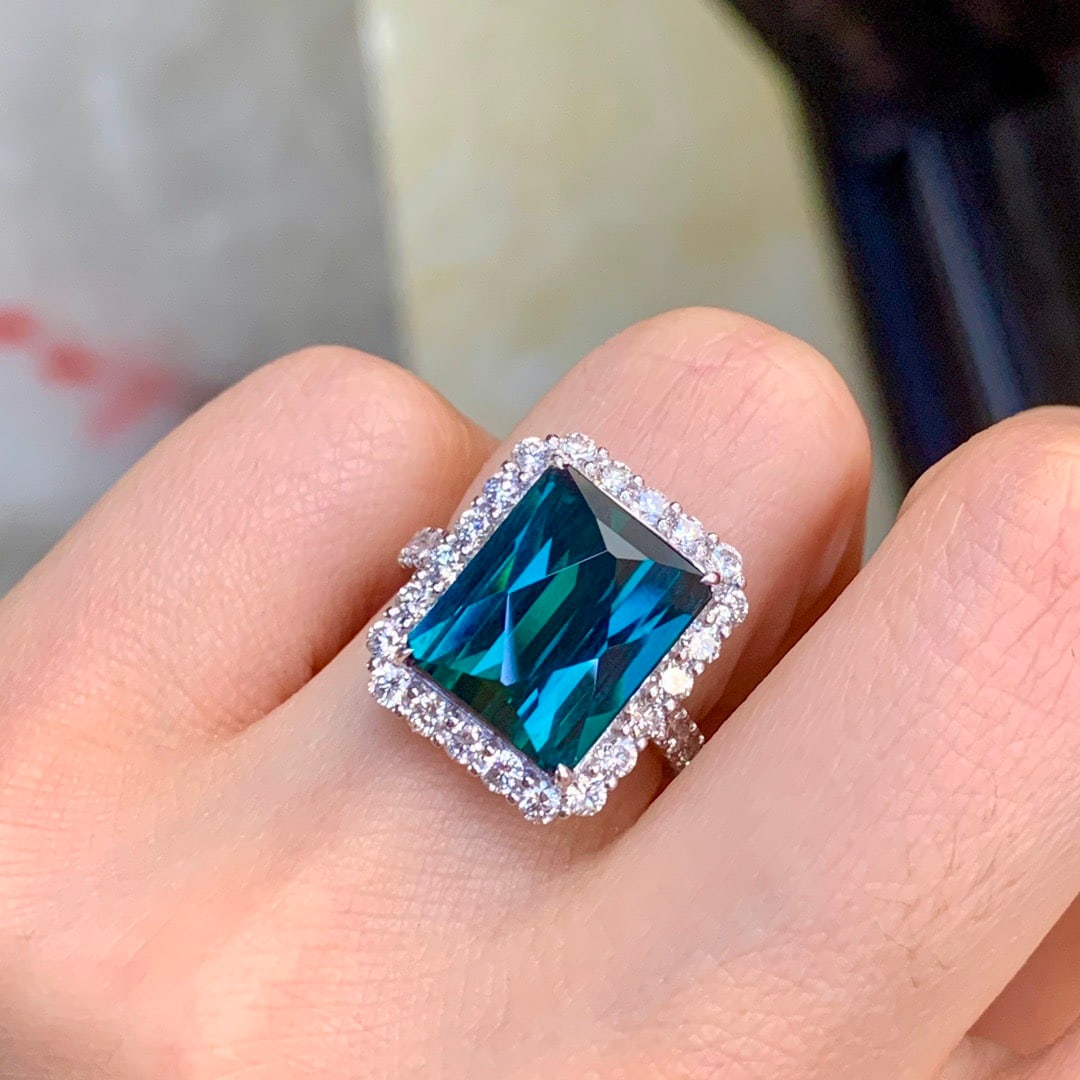 14k Gold 8.09 Ctw Natural Tourmaline & Diamond Ring - 7