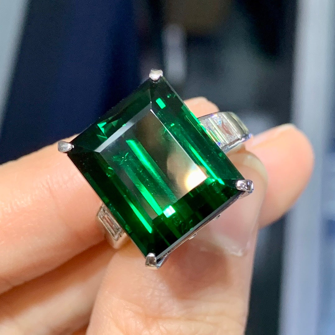 14k Gold 16.29 Ctw Natural Tourmaline & Diamond Ring - 5