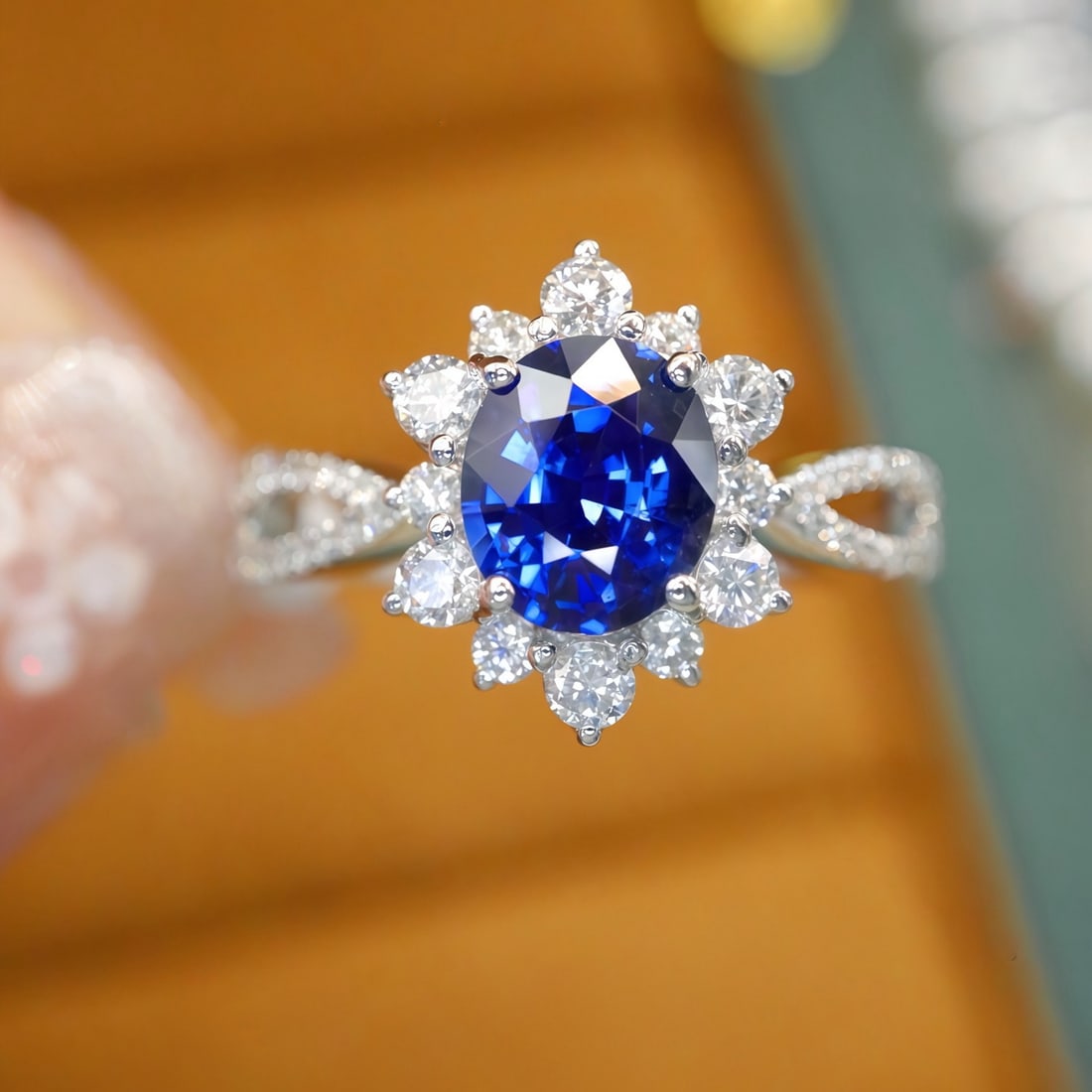 14k Gold 1.66 Ctw Natural Sapphire & Diamond Ring (1 of 5)