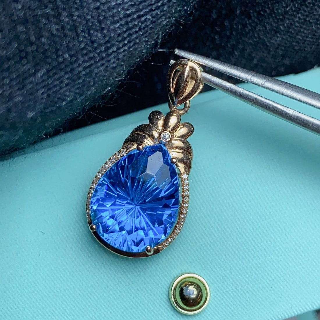 14k Gold 11.45 Ct Natural Topaz & Diamond Pendant( Without Chain ) - 5