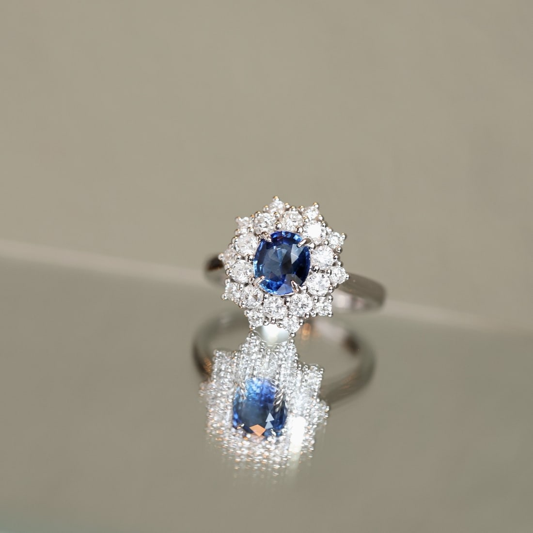 14k Gold 2.02 Ctw Natural Sapphire & Diamond Ring: Ref:231112448 // gold content:14k gold // ring size:7. 25us // // main gemstone:sapphire // shape:oval // carat weight:1. 12ct // color:blue // treatment:natural // // adjacent gemstone 2 :