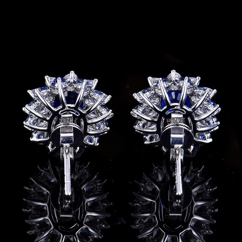 14k Gold 1.38 Ct Natural Sapphire & Sapphire & Sapphire Earrings - 4