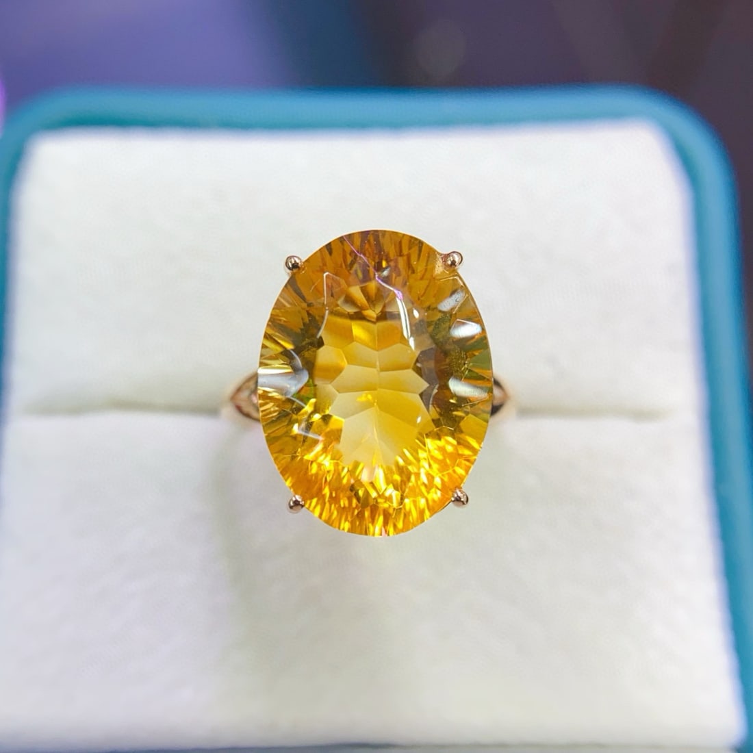 14k Gold 9.08 Ctw Natural Citrine & Diamond Ring (1 of 5)