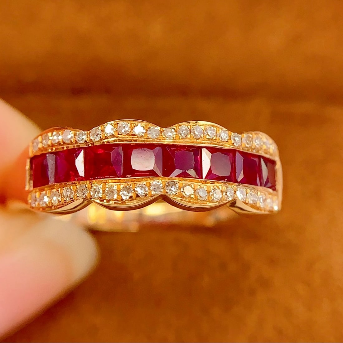 14k Gold 1 Ct Vivid Red Natural Ruby & Diamond Ring - 2