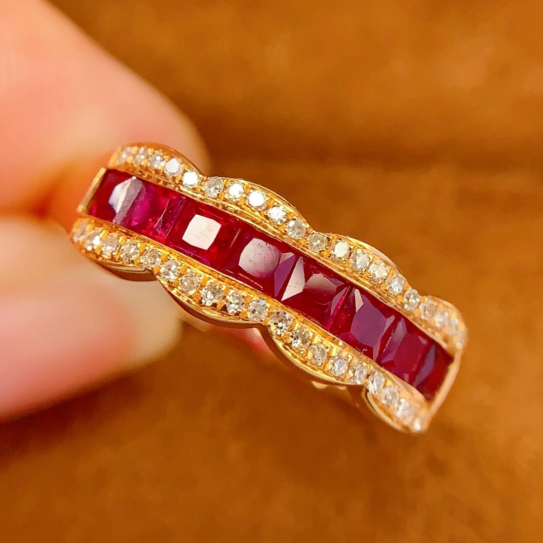 14k Gold 1 Ct Vivid Red Natural Ruby & Diamond Ring - 3