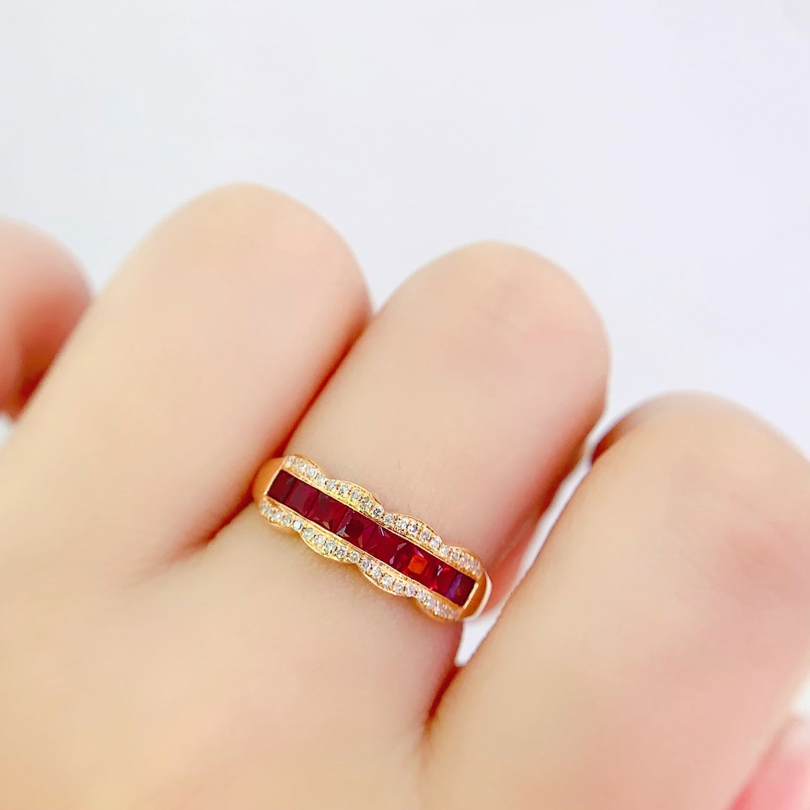 14k Gold 1 Ct Vivid Red Natural Ruby & Diamond Ring - 4