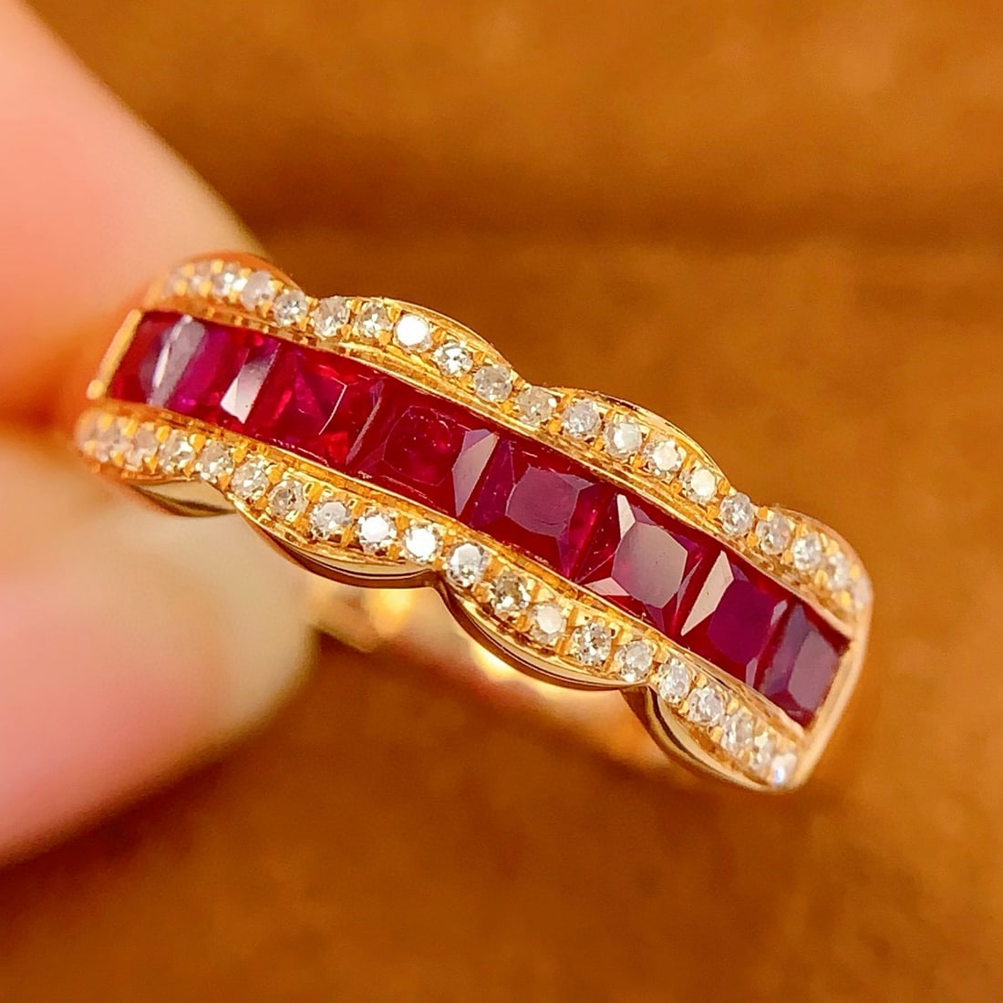 14k Gold 1 Ct Vivid Red Natural Ruby & Diamond Ring - 5