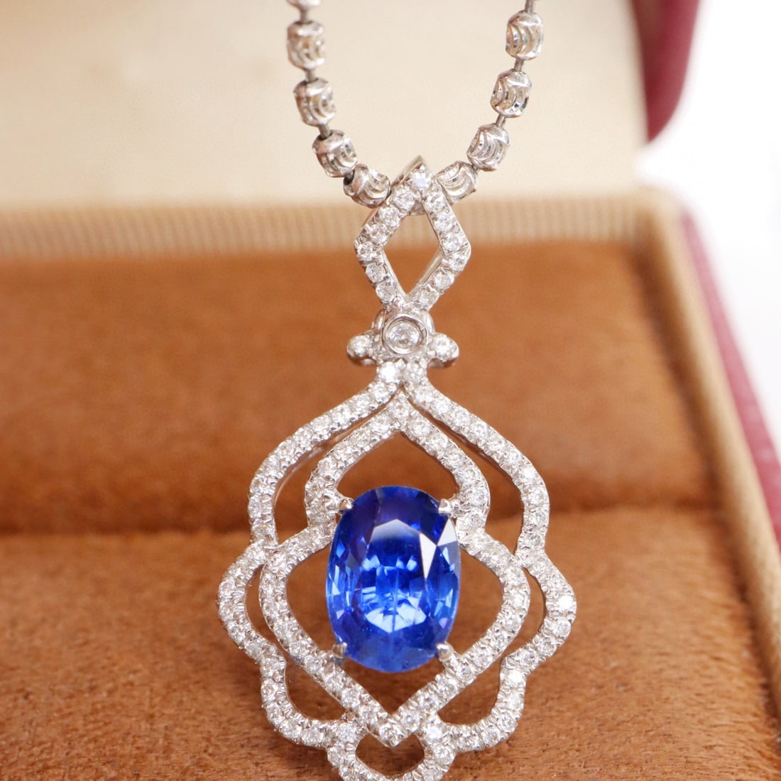 14k Gold 1.43 Ctw Natural Sapphire & Diamond Pendant( Without Chain ): Ref:231085144 // gold content:14k gold // main gemstone:sapphire // shape:oval // carat weight:1. 10ct // color:royal blue // treatment:natural // // adjacent gemstone 2 : diamond // shape:round //
