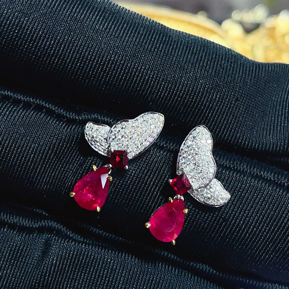 14k Gold 2.31 Ctw Natural Ruby & Diamond Earrings - 2