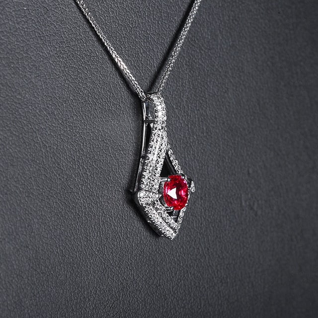 14k Gold 0.91 Ctw Natural Ruby & Diamond Pendant( Without Chain ) - 2