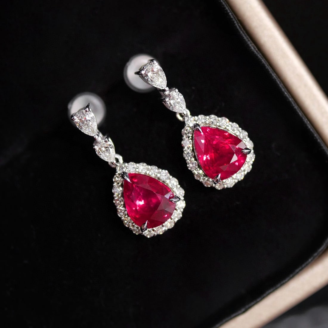 14k Gold 1.84 Ctw Natural Ruby & Diamond Earrings - 4