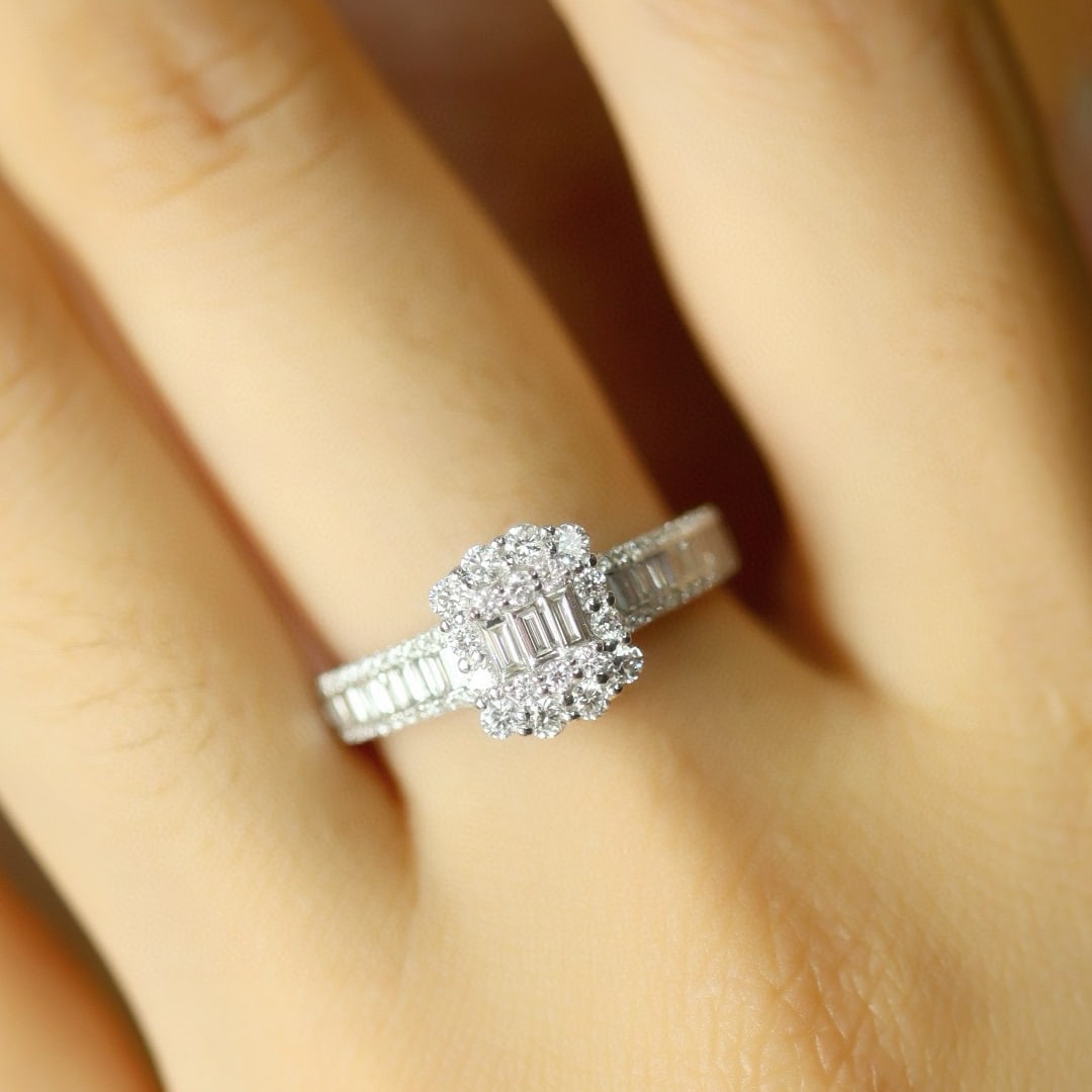 14k Gold 1 Ct Natural H Diamond Ring - 6