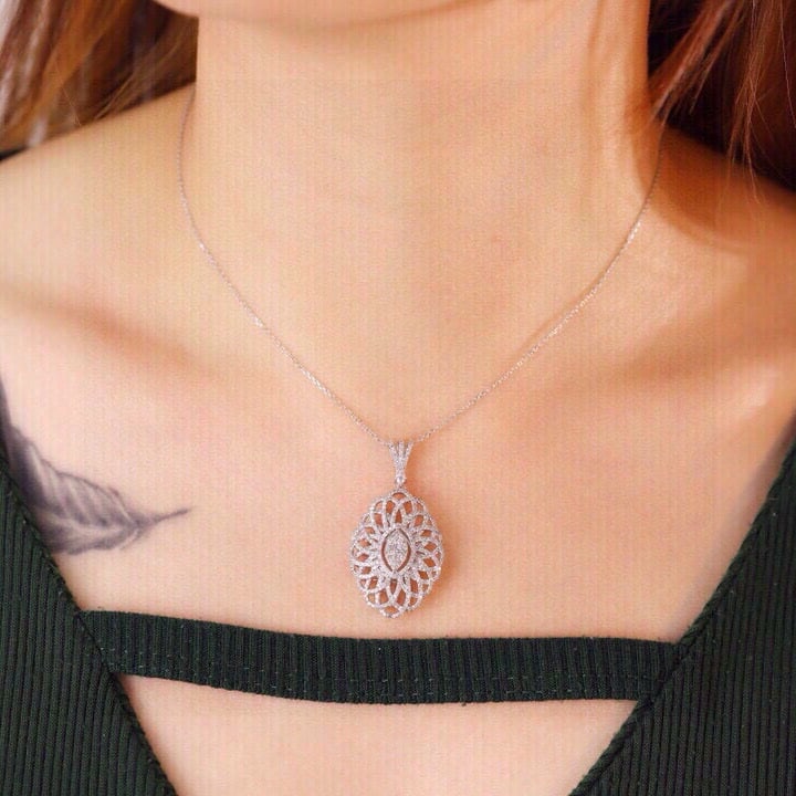 14k Gold 1.05 Ct Natural H Diamond Pendant( Without Chain ) - 8