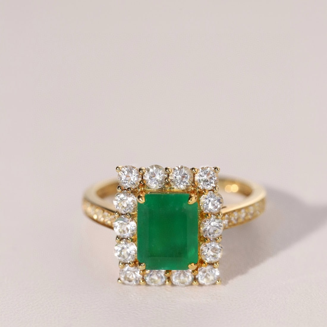 14k Gold 2.83 Ctw Natural Emerald & Topaz Ring - 8