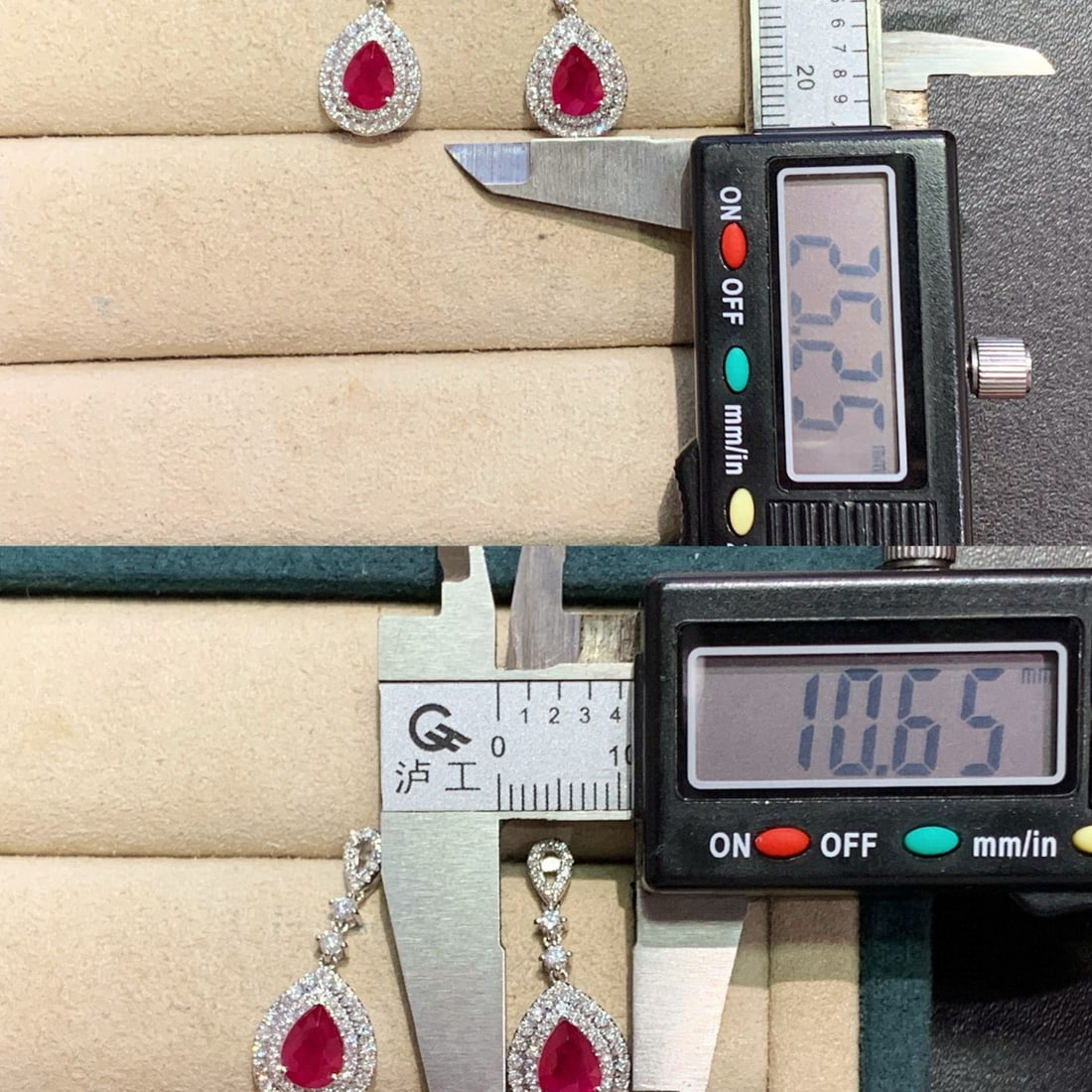 14k Gold 2.96 Ctw Vivid Red Natural Ruby & Diamond Earrings - 4