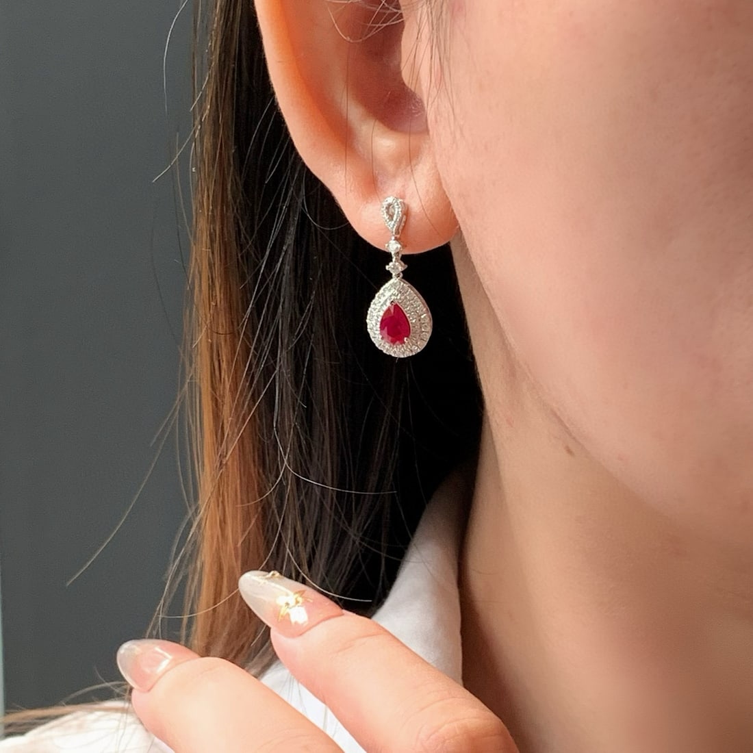 14k Gold 2.96 Ctw Vivid Red Natural Ruby & Diamond Earrings - 7