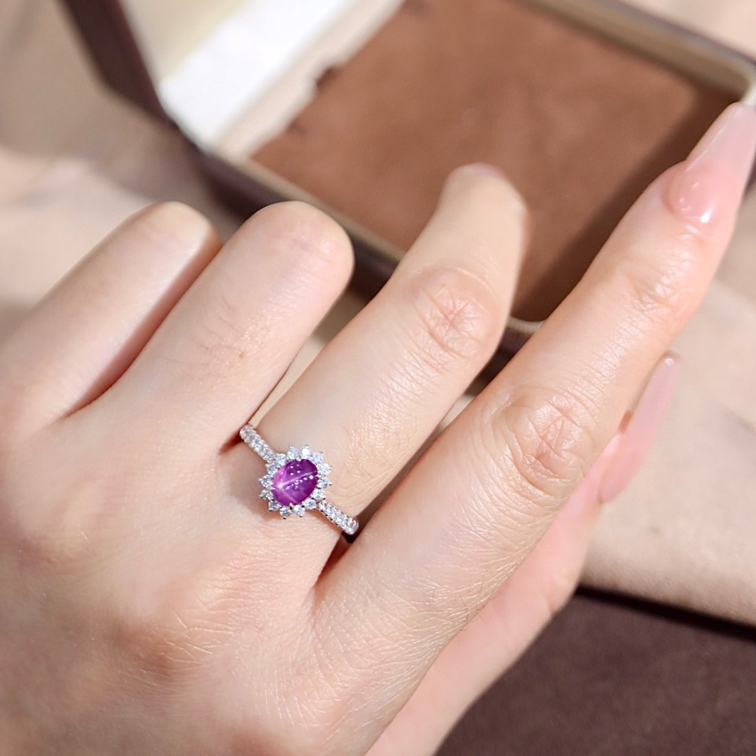 14k Gold 1.36 Ctw Natural Star Sapphire & Diamond Ring - 4