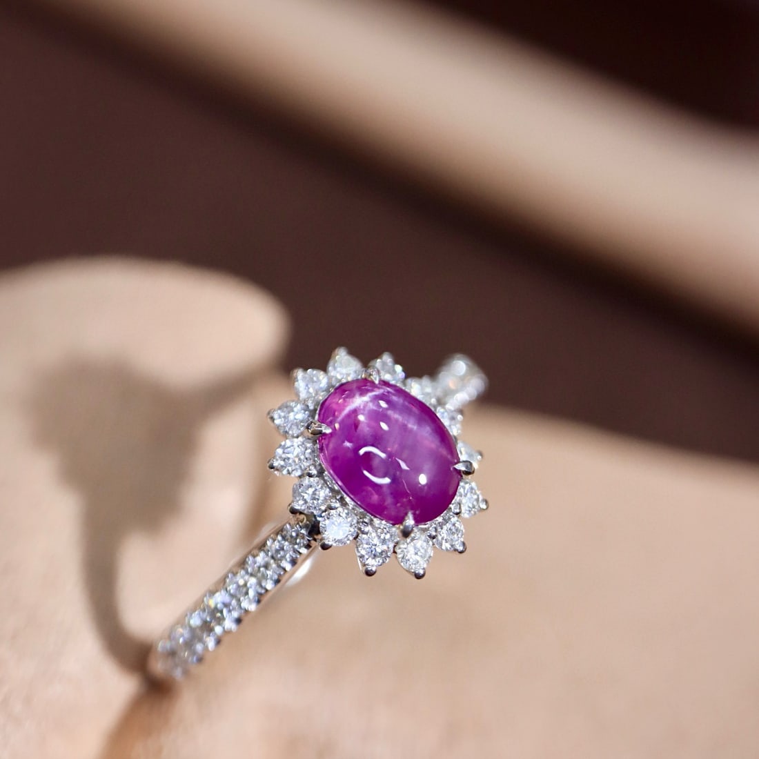 14k Gold 1.36 Ctw Natural Star Sapphire & Diamond Ring - 7