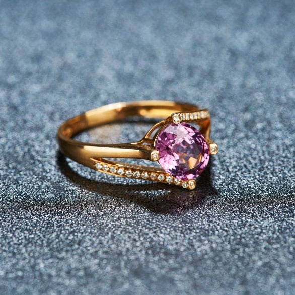 14k Gold 1.75 Ct Natural Spinel & Diamond Ring - 2