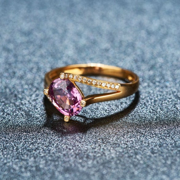 14k Gold 1.75 Ct Natural Spinel & Diamond Ring - 3