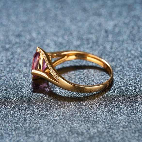 14k Gold 1.75 Ct Natural Spinel & Diamond Ring - 4