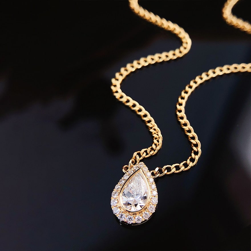 Gia Certified 14k Gold 0.30 Ct Natural F Si1 Pear Diamond Necklace - 2