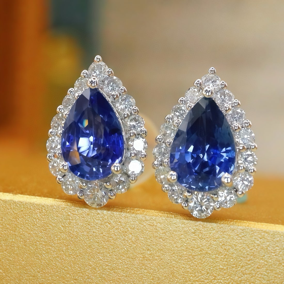 14k Gold 1.45 Ctw Natural Sapphire & Diamond Earrings - 3