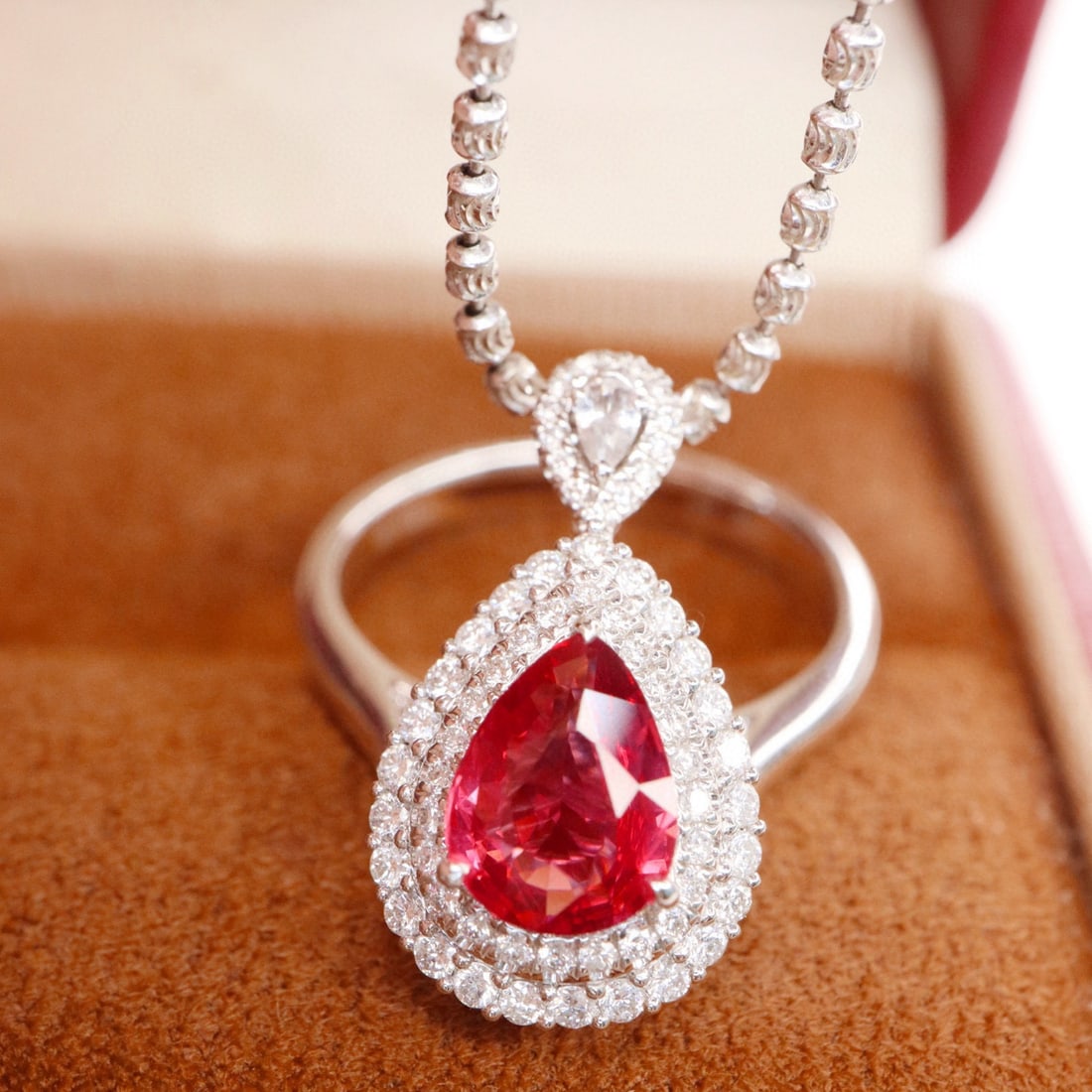 14k Gold 1.61 Ctw Natural Spinel & Diamond Ring/pendant( Without Chain ) - 4