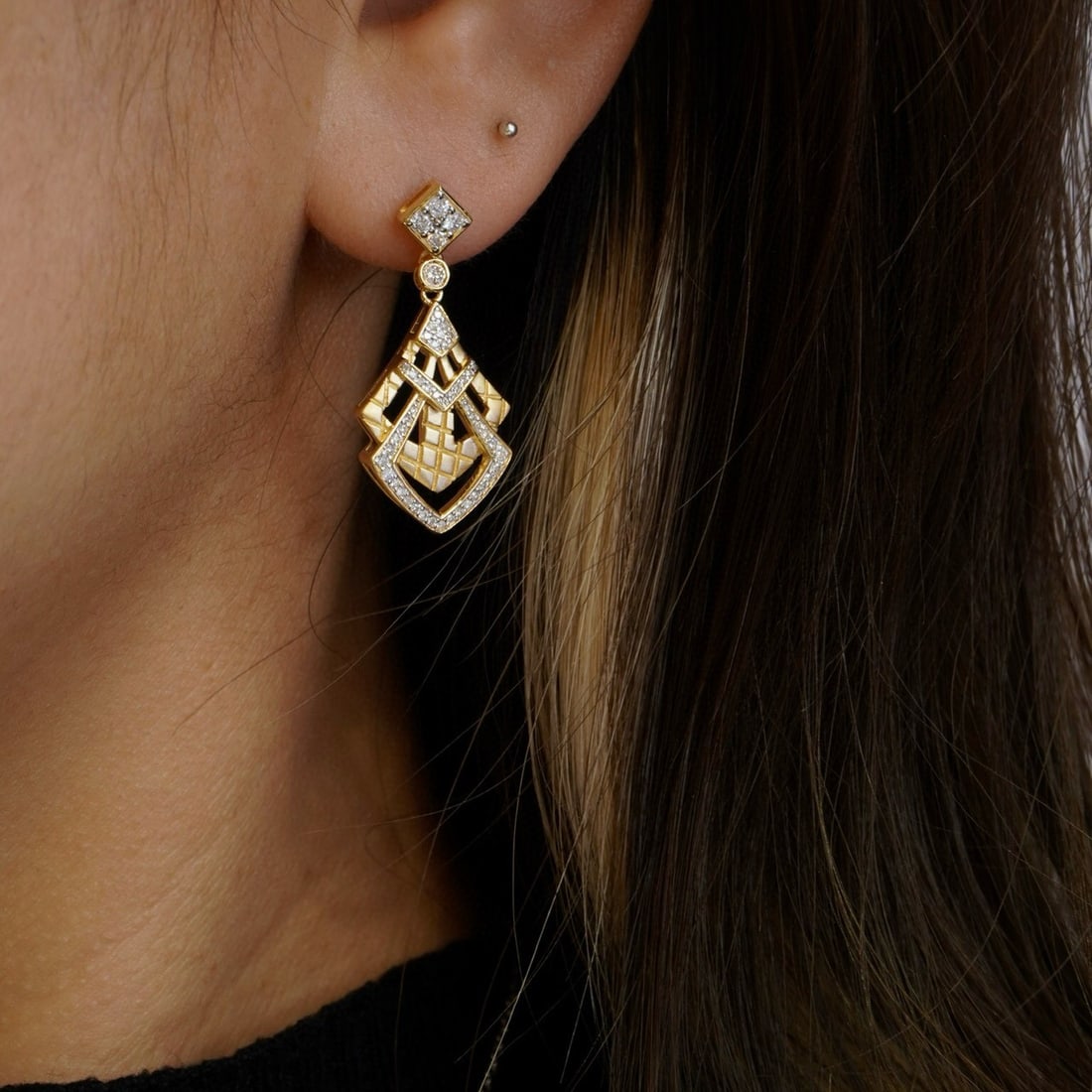 14k Gold 0.5 Ct Natural H Diamond Earrings - 7