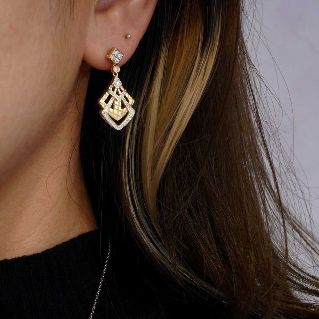 14k Gold 0.5 Ct Natural H Diamond Earrings - 8