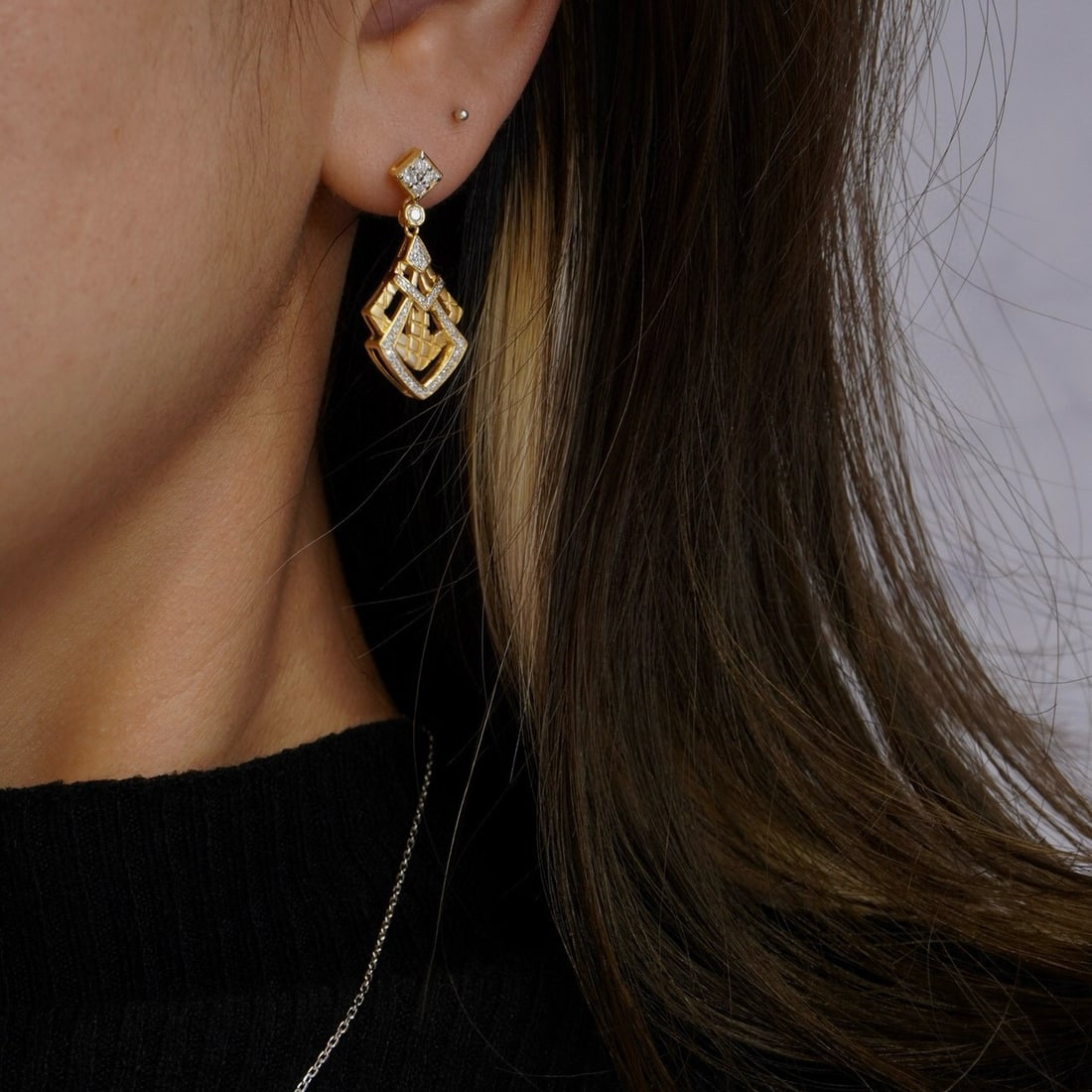 14k Gold 0.5 Ct Natural H Diamond Earrings - 9