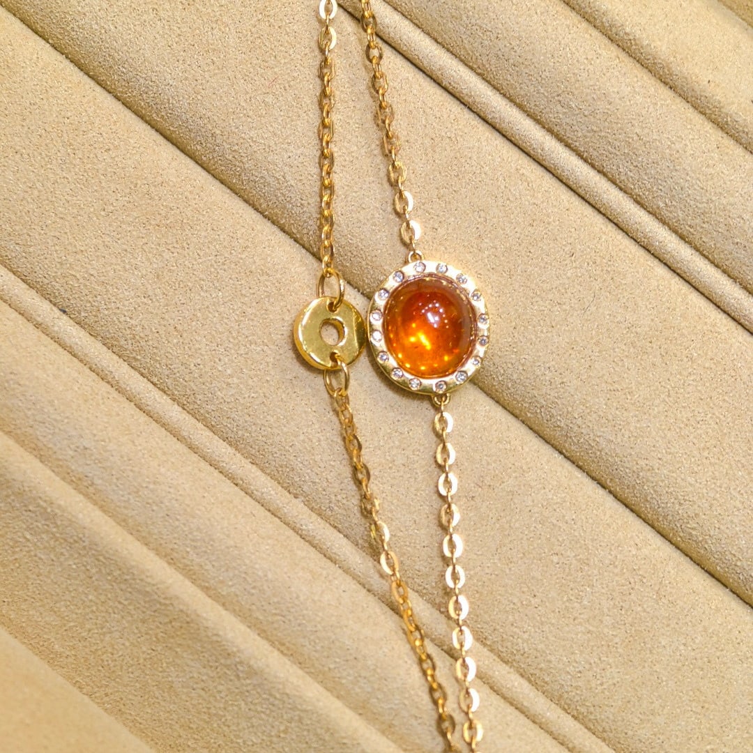 14k Gold 3.54 Ctw Natural Spessartine & Diamond Bracelet (1 of 9)