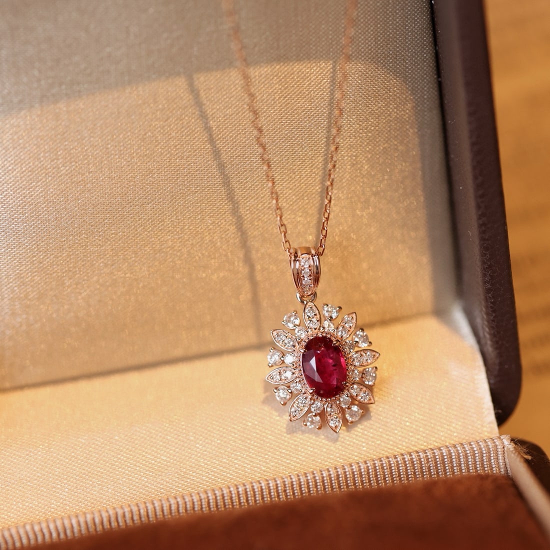 14k Gold 1.05 Ctw Natural Ruby & Diamond Pendant( Without Chain ) - 4