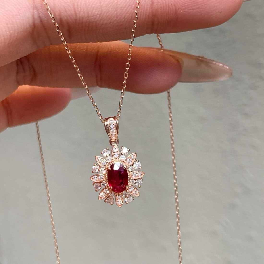 14k Gold 1.05 Ctw Natural Ruby & Diamond Pendant( Without Chain ) - 7