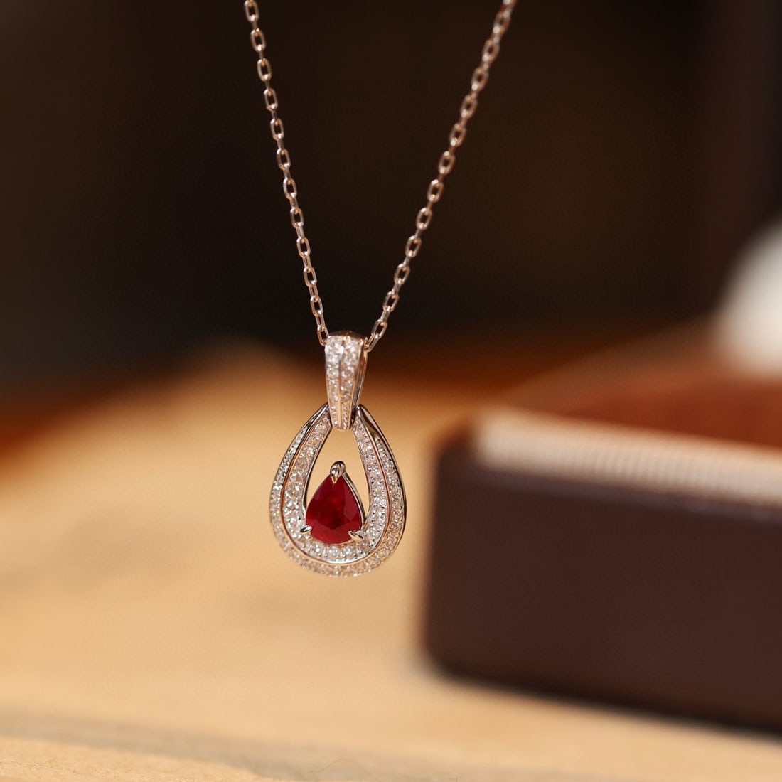 14k Gold 0.53 Ctw Natural Ruby & Diamond Pendant( Without Chain ) - 2