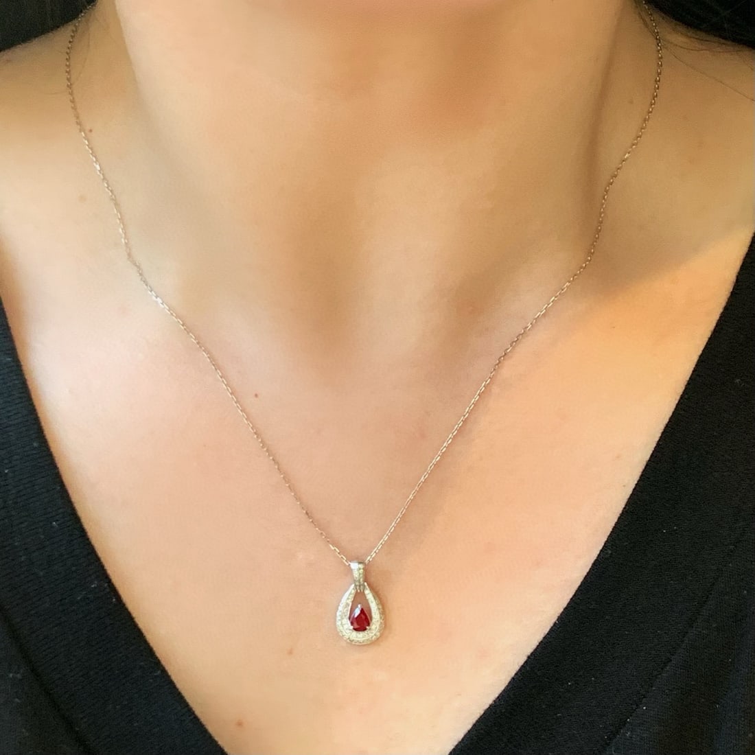 14k Gold 0.53 Ctw Natural Ruby & Diamond Pendant( Without Chain ) - 3