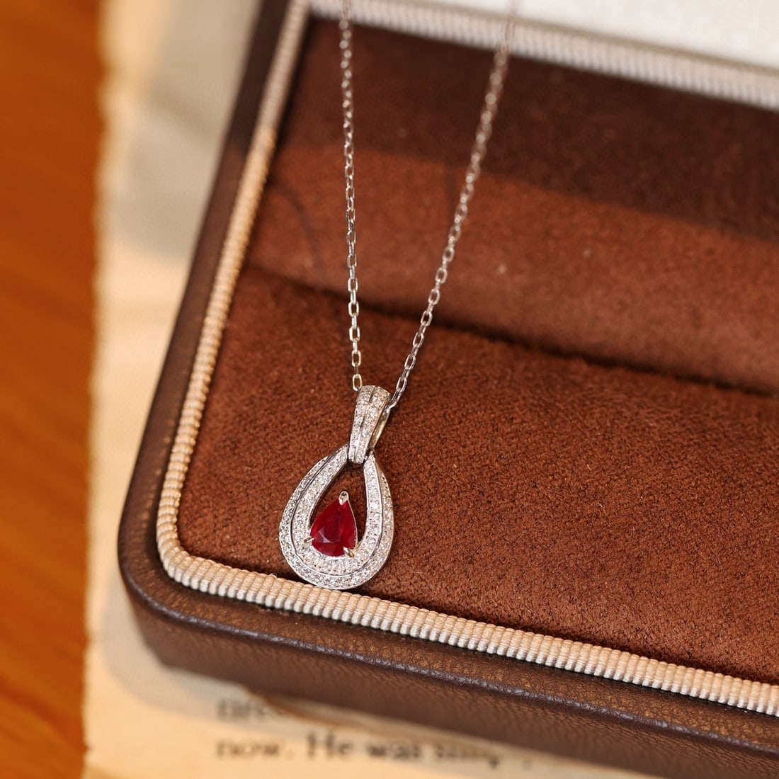 14k Gold 0.53 Ctw Natural Ruby & Diamond Pendant( Without Chain ) - 5