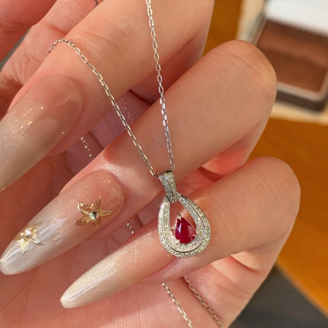 14k Gold 0.53 Ctw Natural Ruby & Diamond Pendant( Without Chain ) - 6