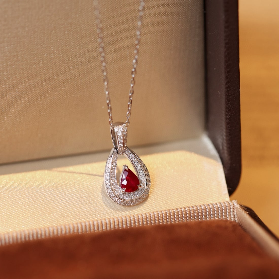 14k Gold 0.53 Ctw Natural Ruby & Diamond Pendant( Without Chain ) - 7