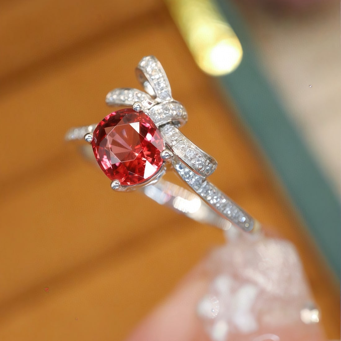 14k Gold 1.03 Ctw Natural Spinel & Diamond Ring - 2