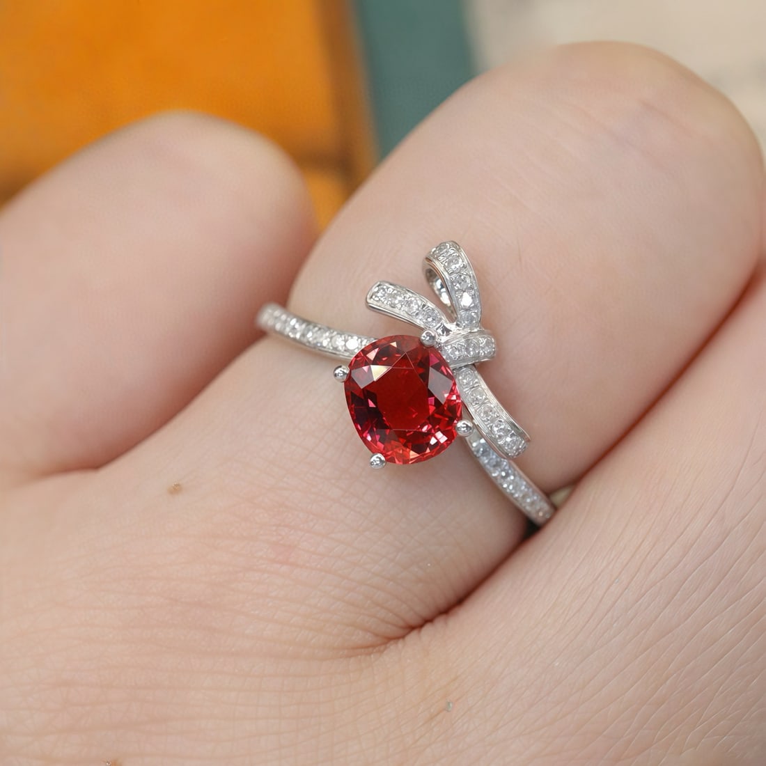 14k Gold 1.03 Ctw Natural Spinel & Diamond Ring - 4