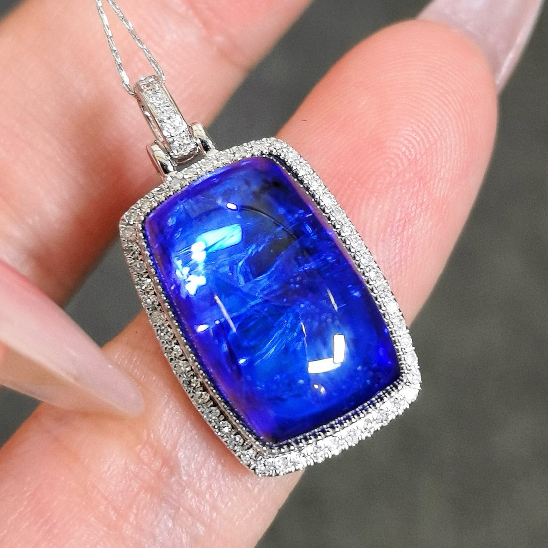 14k Gold 14.00 Ctw Natural Tanzanite & Diamond Pendant( Without Chain ) - 3
